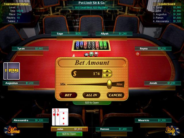 texas holdem single player online video game