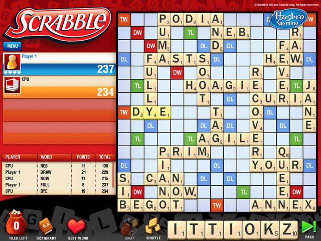 free play scrabble against computer