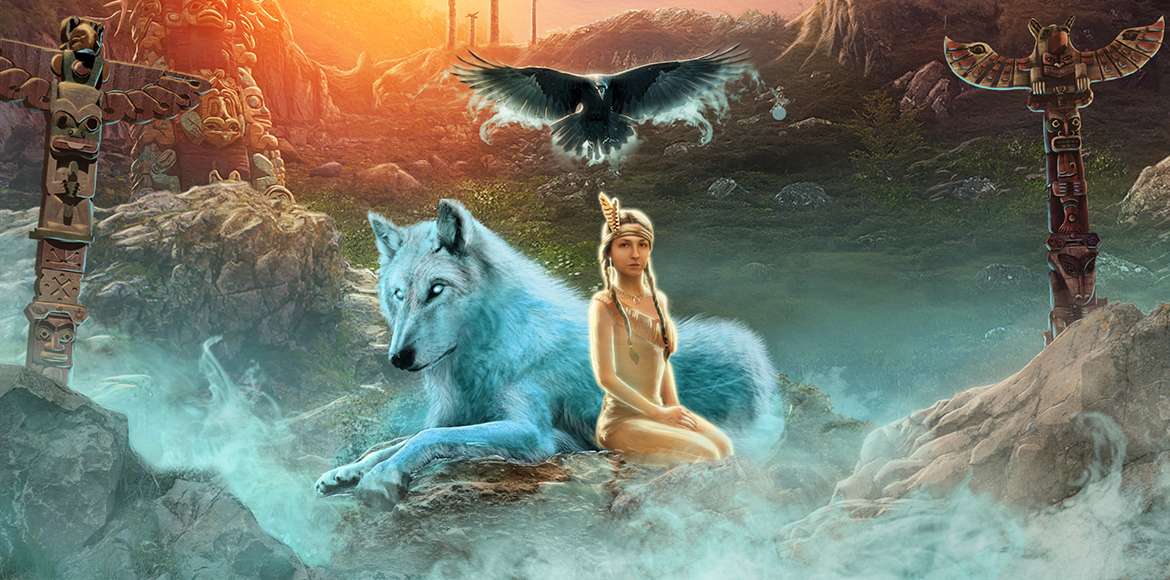 White Spirit Wolf Fantasy Native American Fine Art Digital Painting ·  Creative Fabrica